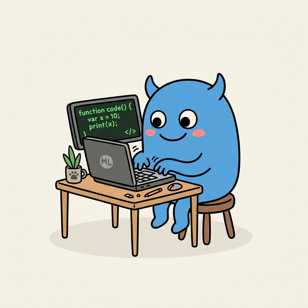 RES Mascot coding on laptop